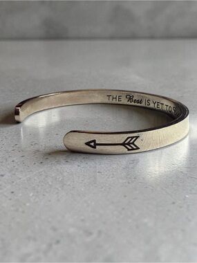 Engraved Arrow Cuff Bracelet - Gold Tone